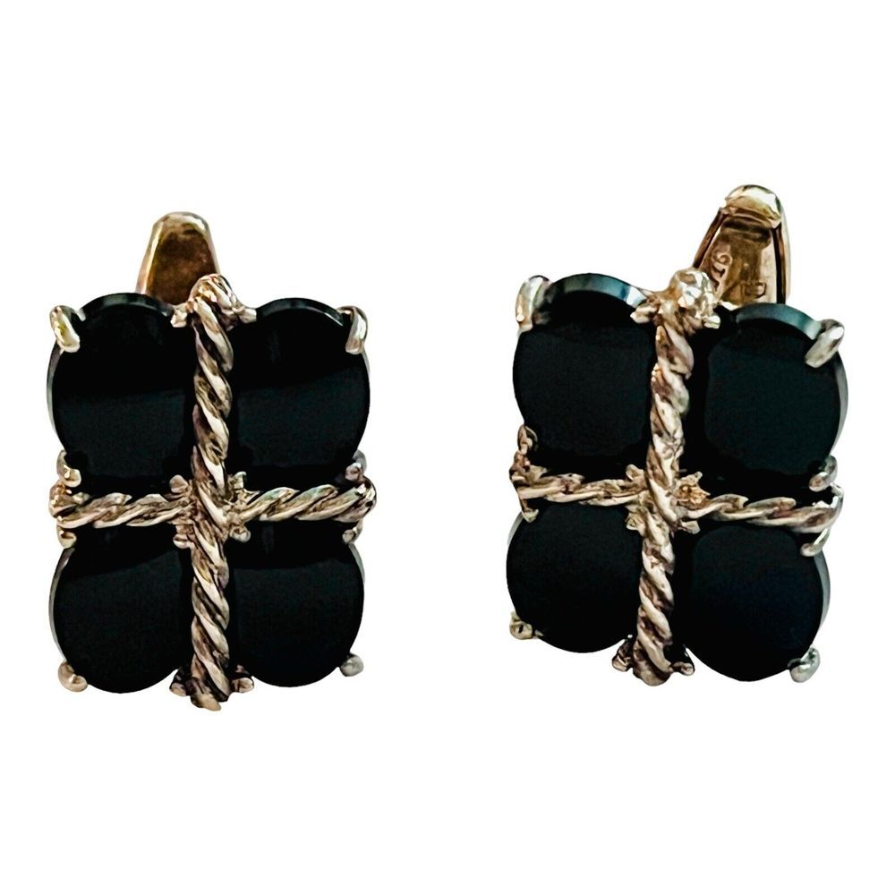 Vintage DaVinci‎ Sterling Silver Onyx Cufflinks